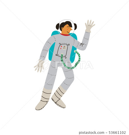 Male Cosmonaut or Astronaut in Space Suit, Space, Cosmos Theme Design Element Cartoon Vector 53661102