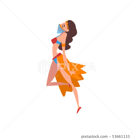 Beautiful Eastern Girl Dancing Belly Dance, Oriental Indian or Arabic Dancer Character in Beautiful Eastern Girl Dancing Belly Dance, Oriental Indian or Arabic Dancer Character in 53661133