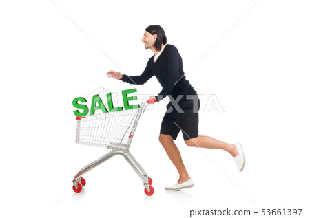 Man in sale and discount shopping concept Man in sale and discount shopping concept 53661397