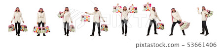 Arab man with shopping bags on white Arab man with shopping bags on white 53661406