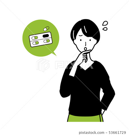 A woman trying to take medicine 53661729