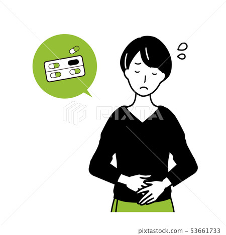 一個女人試圖吃藥 53661733