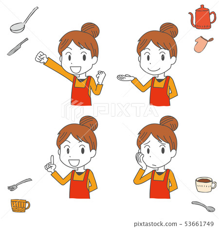 Cooking kitchen apron woman handwriting style 53661749
