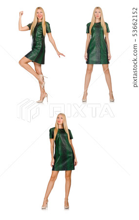 Young woman in green dress isolated on white Young woman in green dress isolated on white 53662152