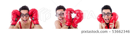 Funny boxer isolated on the white background Funny boxer isolated on the white background 53662346
