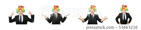 Funny clown businessman isolated on white 53663216
