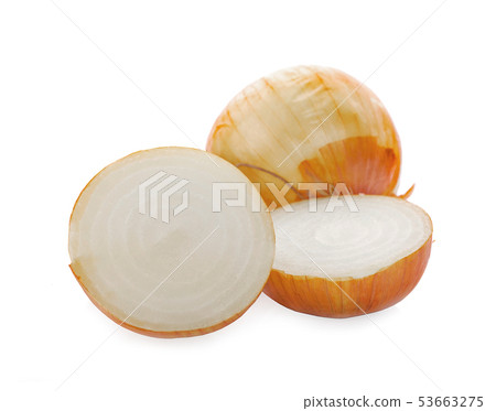Fresh onion bulbs isolated on white background 53663275