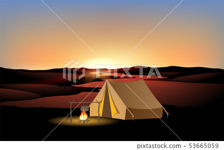 camping tent at the river with sunshine  53665059