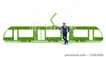 Businessman with green ecological vehicle 53665806