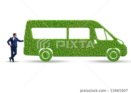 Businessman with green ecological vehicle 53665807