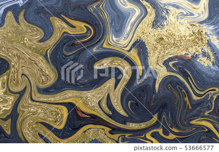 Marble abstract acrylic background. Nature marbling artwork texture with golden glitter 53666577
