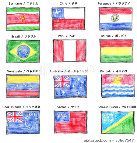 Flag Painted With Crayons South America 2 And Stock Illustration