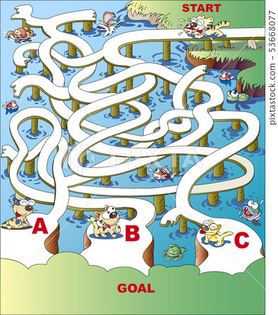 Maze, a cat with a fish Maze, a cat with a fish 53668077