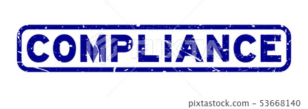 Grunge blue compliance word square rubber stamp 53668140