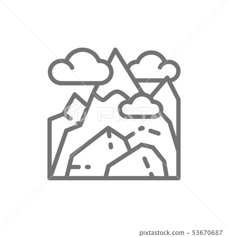 Georgian mountains, Kazbek mountain line icon. 53670687