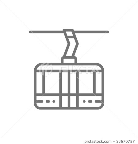 Ski lift, cable car, cabin cableway line icon. 53670787