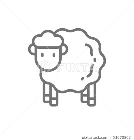 Vector sheep, lamb line icon. 53670802