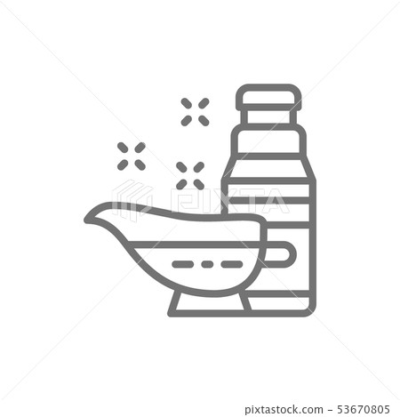 Satsabel and tkemali sauce, sauceboat line icon. 53670805