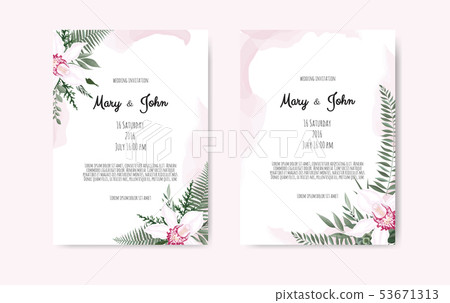 Botanical wedding invitation card template design, Botanical wedding invitation card template design, 53671313