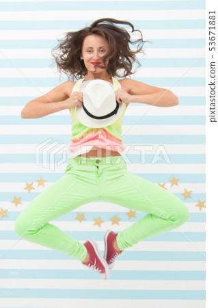Hip hop woman dancer. Crazy girl in colorful 53671881