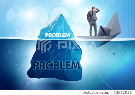 Businessman in problem concept with iceberg Businessman in problem concept with iceberg 53672036
