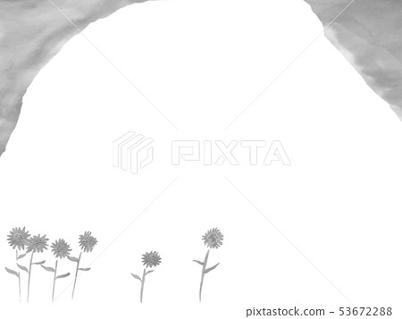 夏日的天空中的向日葵（墨水的手繪插圖） 53672288