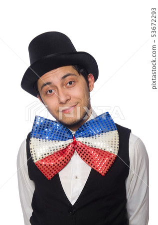 Funny man with giant bow tie 53672293