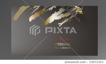 Tropical black and gold leaves on dark background Tropical black and gold leaves on dark background 53672423