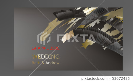 Tropical black and gold leaves on dark background Tropical black and gold leaves on dark background 53672425