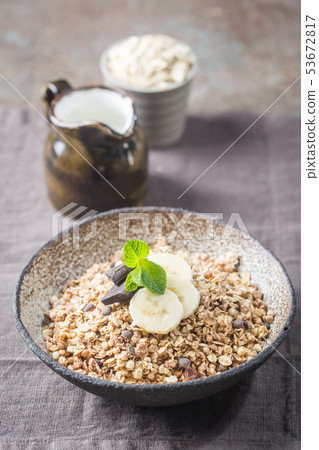 Healthy breakfast bowl. Healthy breakfast bowl. 53672817