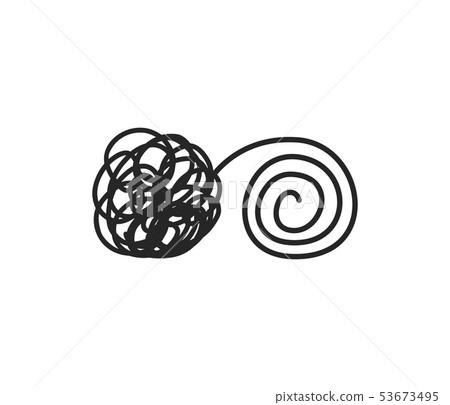 Psychotherapy concept tangled and untangled lines brain metaphor 53673495