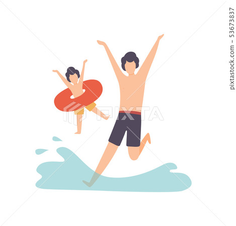 Father and Son , Happy Family Outdoor Activities Vector Illustration Father and Son , Happy Family Outdoor Activities Vector Illustration 53673837