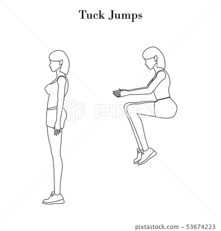 Tuck jumps exercise outline 53674223