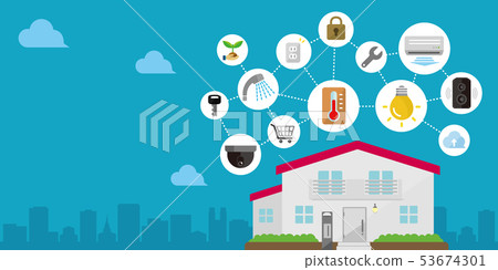 Smart home (smart house) image banner illustration / letter / text space 53674301