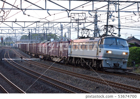 EF 66131 container freight train going down the early morning Tokaido 53674700
