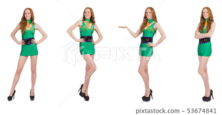 Young sexy girl in green dress isolated on white Young sexy girl in green dress isolated on white 53674841