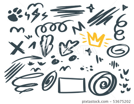 Abstract hand drawn vector scribbles, symbols set 53675202