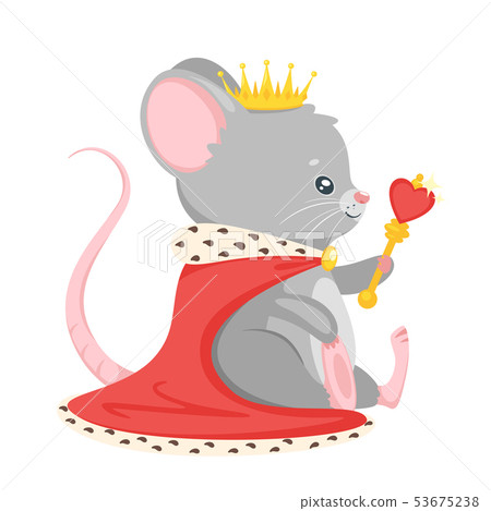 Cute mouse king flat vector illustration 53675238