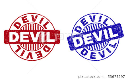 Grunge DEVIL Textured Round Stamp Seals 53675297