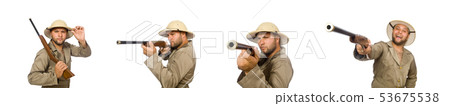 Safari hunter isolated on white Safari hunter isolated on white 53675538