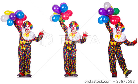 Funny male clown isolated on white Funny male clown isolated on white 53675598
