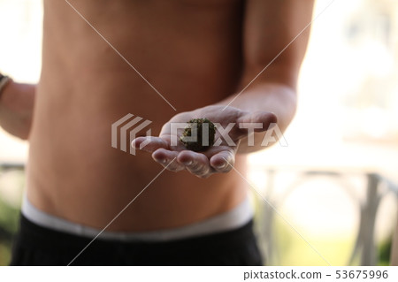 dry medical cannabis marijuana hand 53675996