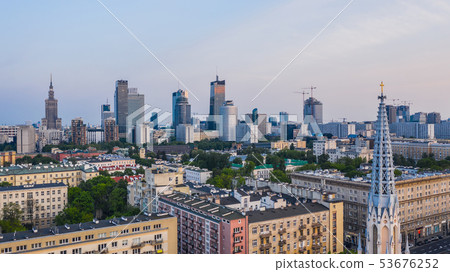 Aerial view of Warsaw downtown Aerial view of Warsaw downtown 53676252