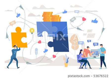 Teamwork on Marketing Strategy Flat Vector Concept Teamwork on Marketing Strategy Flat Vector Concept 53676322