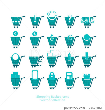 Shopping basket icons vector set for web and - Stock Illustration ...