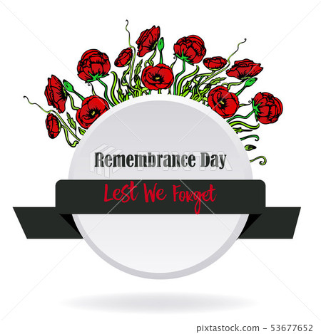 Remembrance day card with red poppies 53677652