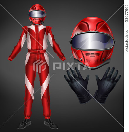 Racing driver suit elements realistic vector set 53677963