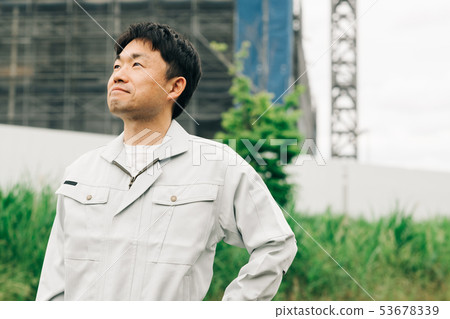 Worker Middle Aged Middle Male Workwear Construction Site Construction Site Worker Middle Aged Middle Male Workwear Construction Site Construction Site 53678339