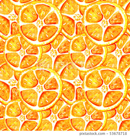 Seamless pattern with orange slices. - Stock Illustration [53678718 ...