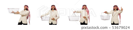 Arab man doing shopping isolated on white 53679024